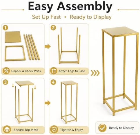 Koyal Wholesale 1Pcs 29 Inch Tall Modern Matte Gold Pedestal Stand, Metal Plant Stand Indoor Flower Pedestal Stands for Wedding Gold Harlow Stand Home Decor - Image 4