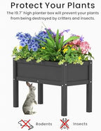 Small HDPE Raised Garden Bed, Elevated Planter Box with Legs, Outdoor All-Weather Planter Raised Beds for Seeds, Herbs, Flowers, Vegetables (Black) - Image 6
