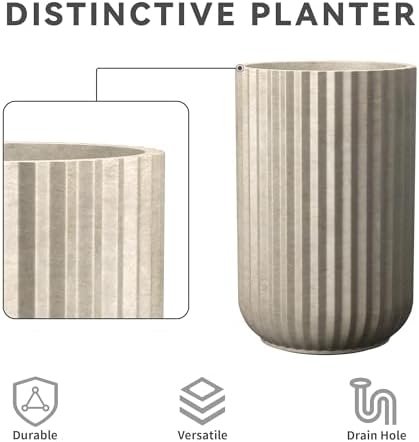 Kante Large Round Column Weathered Concrete Planter 21.7" Tall, Outdoor - Image 7