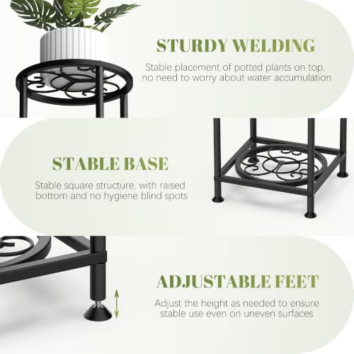 4 Tier Plant Stand Indoor Outdoor, Metal Shelf Holder Corner Black - Image 3