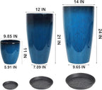 24/21/11 Inch Tall Planter Pots Garden Plastic Planters - Set of 3 for Indoor & Outdoor Use - Decorative Lightweight Flower Pots (Dark Grey) - Image 6