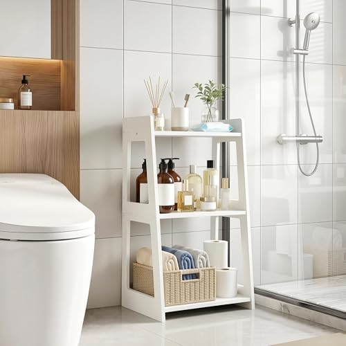 3-Tier Bathroom Ladder Shelf Freestanding, 15.7" W x 27.6" H - Image 2