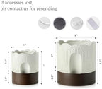 Nihow Self Watering Plant Pot Set: 6 Inch & 8 Inch Ceramic Planter with Drainage Hole & Water Storage Plus - Relief Design Self Watering Pot for Indoor Plants - Beige & Brown Flower Pot -Set of 2 - Image 2