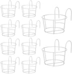 10 Pcs Round Hanging Railing Planters, 6.3" Reinforced Metal Hanging Baskets, Fence Plant Hangers, Heavy-Duty Flower Pot Holders for Balcony, Patio, Porch Railing, White - Image 2
