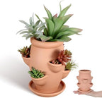 Abaodam Small Strawberry Planter Tower 6 Pocket Terracotta Strawberry Pot by Abaodam