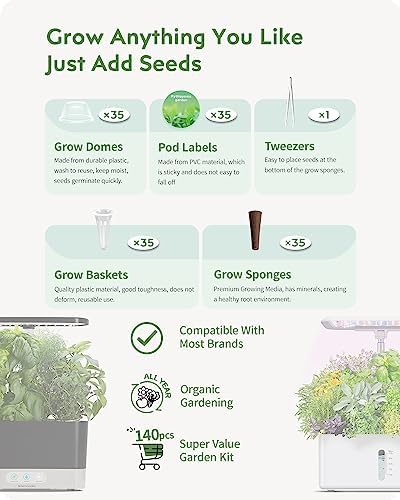 URUQ 12 Pods Hydroponics Growing System Remote Control Charcoal & 140Pcs Hydroponic Pods Supplies - Image 6