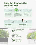 URUQ 12 Pods Hydroponics Growing System Remote Control Charcoal & 140Pcs Hydroponic Pods Supplies - Image 6