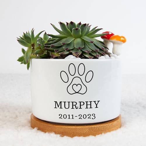 Personalized Dog Memorial Gift Planter, Dog Sympathy Gift - Pet Memorial, Pet Memorial Planter Pot with Bamboo Tray, Custom Pets Condolences Loss Gifts, Dog Memorial Gifts Plant Pot, 4 - Image 2