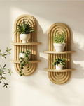 Bamworld Boho Wall Decor Plant Wall Shelf Wood Plant Holder Natural 2PCS by Bamworld