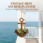 Rustic Anchor Hanging Planter, Nautical Wall Plant Holder - Image 6