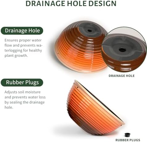 2 Pack 10 Inch Glazed Hanging Planters for Indoor Outdoor Plants, Orange - Image 4