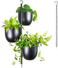 3-Tier Metal Hanging Planter with 6 Inch Oval Pots - Black Modern Triple Tiered Plant Hanger - Vertical Stackable Wall and Ceiling Mount Holder for Indoor and Houseplants by HemePaha