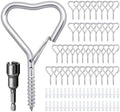 Ticway40 Pack Heart Shaped Ceiling Hooks with Safety Buckle Silver by Ticway