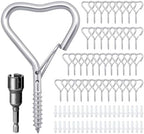 Ticway40 Pack Heart Shaped Ceiling Hooks with Safety Buckle Silver by Ticway