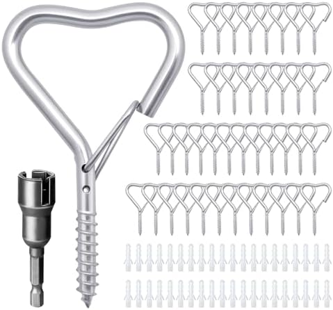 Ticway40 Pack Heart Shaped Ceiling Hooks with Safety Buckle Silver by Ticway