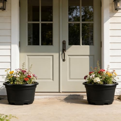 KPUVX 5 Packs 13 inch Plant Pot with Saucer,Outdoor Flower Pots - Image 2