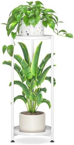 iDavosic.ly 2 Tier Metal Corner Plant Stand Indoor Outdoor, 29'' Tall White by iDavosicly