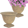 Sunnydaze Darcy 16'' Large Round Plant Pot, 2pk, Beige by SunnydazeDecor