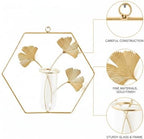 Gold Iron Wall-Mounted Vase, Geometric Metal Flower Holder for Home and Office Vertical Decor - Image 6