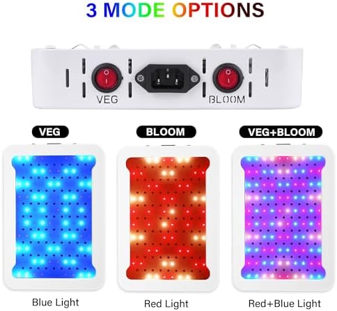Beelux 1000w LED Grow Light for Indoor Plants Full Spectrum, Upgrade Dual Chips and Dual Switch Plant Grow Lights for Seed Starting Veg and Flower Greenhouse (Actual Power 100W=1000W HPS) - Image 4
