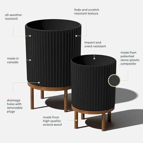 Veradek Demi Series Raised Duo Planters - Set of 2 Planters with Stands - Image 2