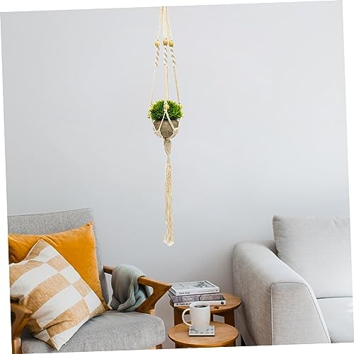 Toddmomy Cotton Rope Macrame Plant Hanger Hanging Basket 4pcs - Image 6
