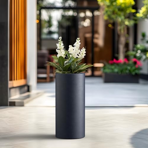 Kante Charcoal Concrete Planter 23.6" Tall All-Weather Round Accent Pot - Image 3