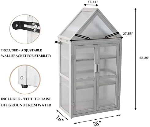 Wooden Growhouse with Adjustable Shelves, Mini Outdoor Growing Rack, Indoor Cold Frame Plant Stand - Image 3