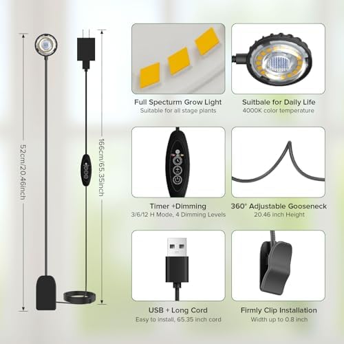 Mini Clip Grow Light for Indoor Plants, small grow light Full Spectrum - Image 3