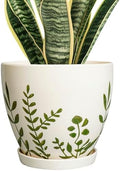 MPotTo Ceramic Pot for Plants 8.2 Inch - Indoor Plant Pot with Drainage Hole and Saucer, Decorative Boho Round Outdoor Planter, Gardening Gifts for Women Men, Room Patio Office Home Decor, White by MPotTo