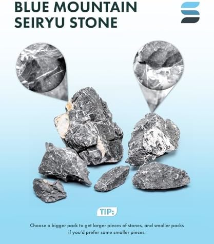 SubstrateSource Natural Aquarium Stones - Dark Bluish-Grey w/White Veins - Iwagumi Aquascaping Rocks, Freshwater Tanks, Cichlids, Betta Fish & Shrimp Tank Decorations - Blue Mountain Seiryu, 5 LB - Image 5