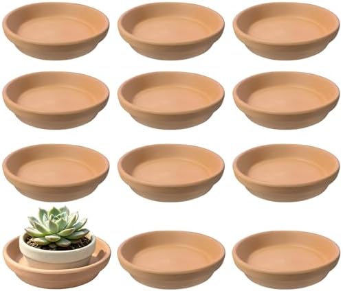 12 Pack Terracotta Saucer, 4.2 x 0.9 in Flower Pot Saucers, Round Clay Trays and Plant Saucers with High Rim Design for Indoor Outdoor Potted Plants, Succulents, Crafts by Unknown