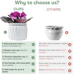 6 Inch African Violet Pots Self Watering, 2 Pack, Ceramic Pot with Water Reservoir and Fill Lines, 4 Inch Opening, Indoor Flower Planter, Holds 3 Weeks of Water - Image 5
