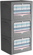 FHSQX 3 Pack Clothes Storage Bins with Metal Frame by FHSQX