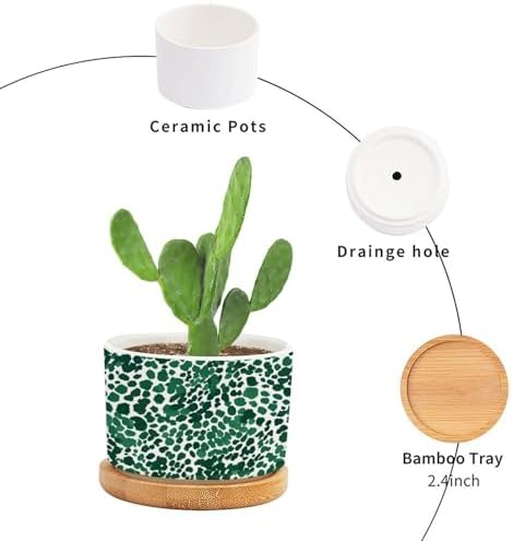 Leopard Green Ceramic Planters Green African Tribal Planters for Outdoor Plants with Drainage Holes and Saucers Pot for Indoor Outdoor Garden - Image 3