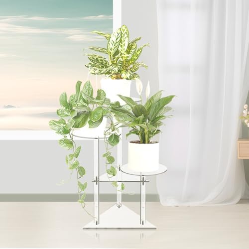 Jusalpha Clear Acrylic Corner Plant Stand, 3-Tier, Indoor Display Shelf for Plants and Flowers, 11 Pounds Load Capacity - Image 2