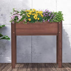 31x16x30 Raised Garden Bed with Legs, Elevated Wooden Planter Box with Liner for Flowers, Vegetable, Suitable for Outdoor, Patio, Balcony, Backyard, Brown - Image 5