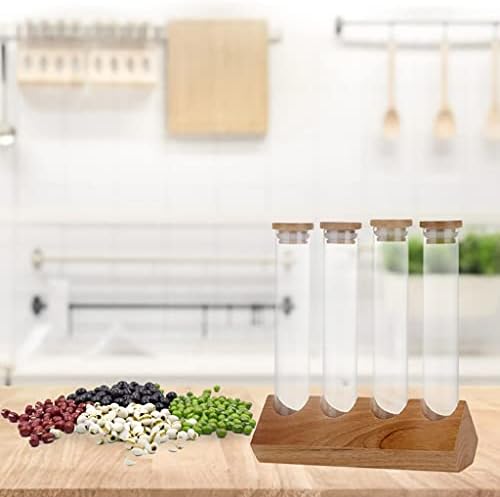 Cereals Canister Test Tubes with Sealed Wooden Caps Plant Propagation Glass Containers for Coffee and Tea Display and Scientific Experiments (4 Tubes) - Image 7