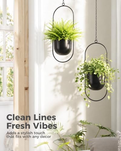 Bamworld Black Hanging Planters for Indoor Outdoor Plants Metal Hanging Pot - Image 7
