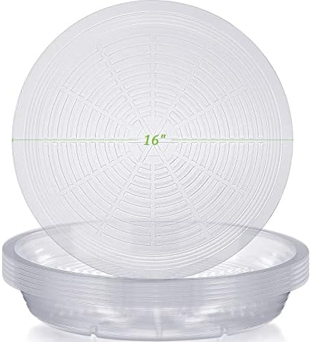 Shellwei 18 Pack 16 Inch Plastic Plant Saucers Extra Large Clear Flower Pot Drip Trays Plants Drip Tray Plant Drainage Tray Plants Saucer Trays for Indoors Outdoors by Shellwei