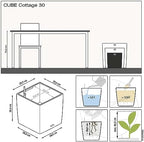 Lechuza Cube Cottage 30 Granite, Self-Watering Square Planter, H11.8 L11.8 W11.8 in - Image 4