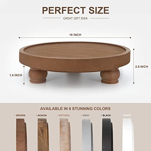 EOSAHR Wood Display Riser: Pedestal Stand for Rustic Kitchen Decor, Brown - Image 6