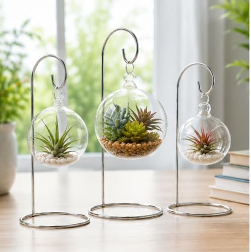 Christmas Ornament Stands Set of 20, Silver Chrome Metal Ornament Display Holders, 7 Inch Tabletop Hangers for Christmas Ornaments, Air Plant Terrariums, Holiday Crafts, Collectibles & Decorative Keepsakes - Image 4