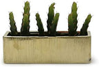 WGVI Long Rectangle Ceramic Planter Vase in Gold Etched 12" x 4" x 4"H, Block Rectangular Terrarium Box Pot, Flower Arrangement, Table top Centerpiece, Home Decor Storage Container, 1 Pc. - Image 3