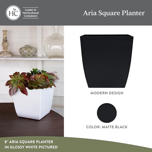 The HC Companies 12 Inch Aria Square Self Watering Planter - Plastic Plant Pot for Indoor Outdoor Plants Flowers Herbs, Matte Black - Image 2