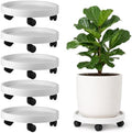 5 Pack 12 Inch Plant Caddy with Wheels Rolling Plant Stand with Casters Plant Dolly Coasters Heavy Duty Large Potted Plant Mover Roller Base for Indoor Outdoor, White by Planterhoma