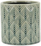 HomeRoots 6" Green Geometric Ceramic Indoor Outdoor Round Pot Planter by Unknown