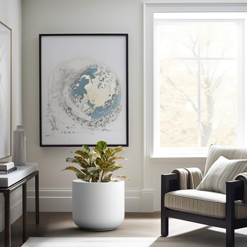 Kante Large Round Cylinder White Concrete Planter 15.8" Tall, Outdoor - Image 3
