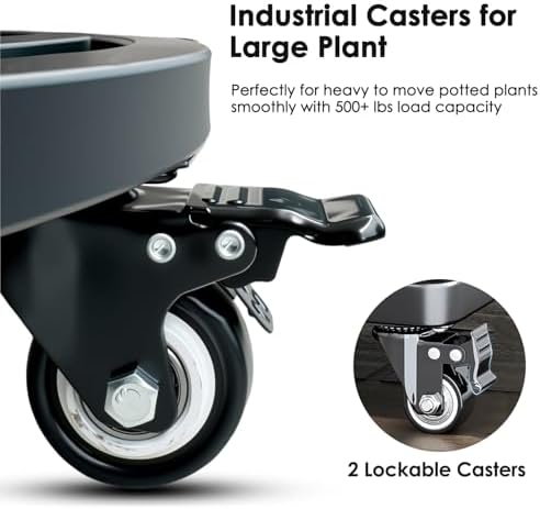 18 Inch Metal Plant Caddy with Wheels Heavy Duty,Large Rolling Plant Stand Indoor Outdoor Use,Round Plant Dolly with Heavy Casters,Rust-Proof Plant Roller Tray for Big Planters Pots,1-Pack - Image 4