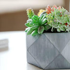 4" Small Gray Cement Planter - Modern Geometric Design Succulent Plant Cactus Herbs Indoor Garden Pot - Image 4